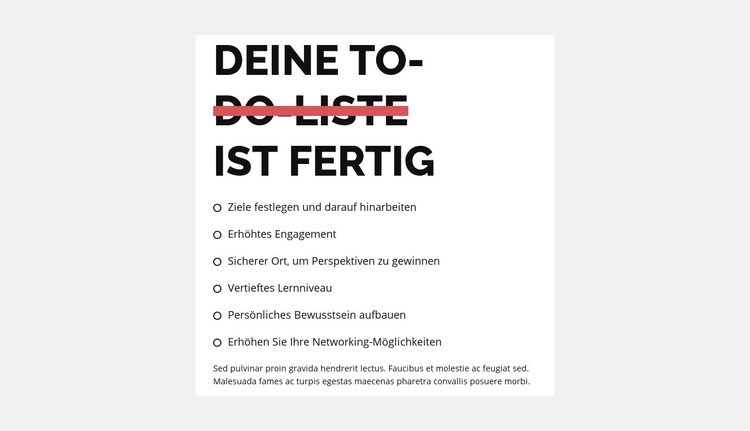 Aufgabenliste Eine Seitenvorlage