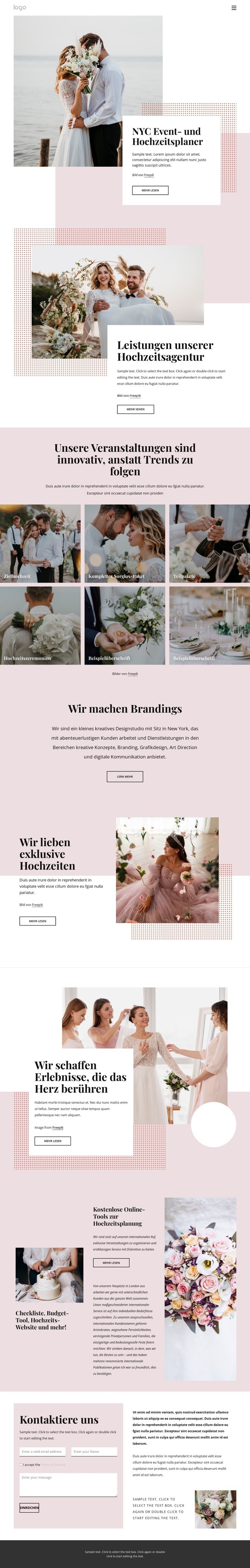 Wir schaffen ein stressfreies Planungserlebnis HTML Website Builder