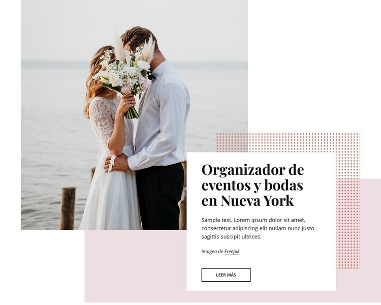 Organizadores de eventos y bodas en Nueva York Maqueta de sitio web