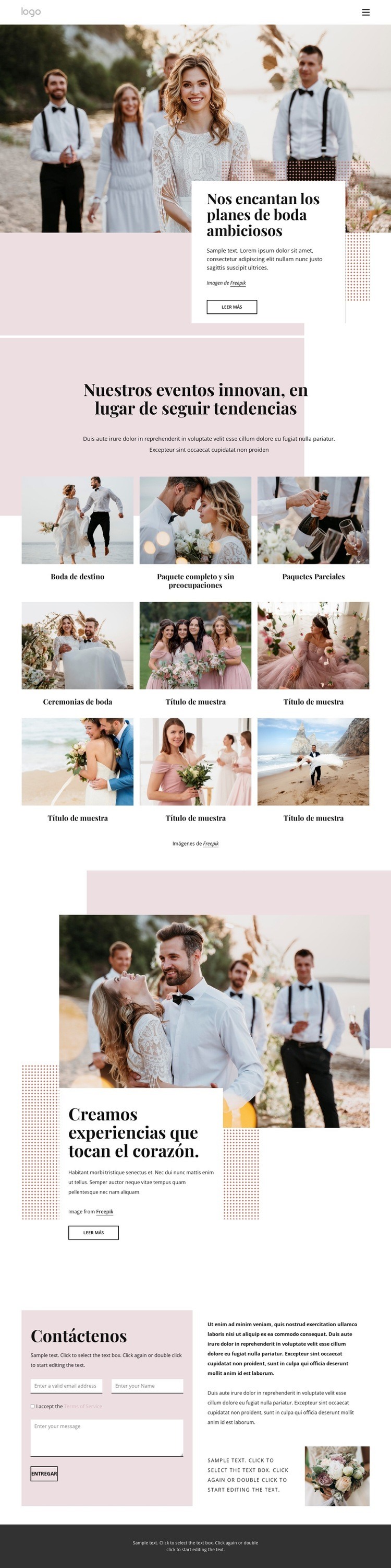 Nos encantan los planes de boda ambiciosos Maqueta de sitio web