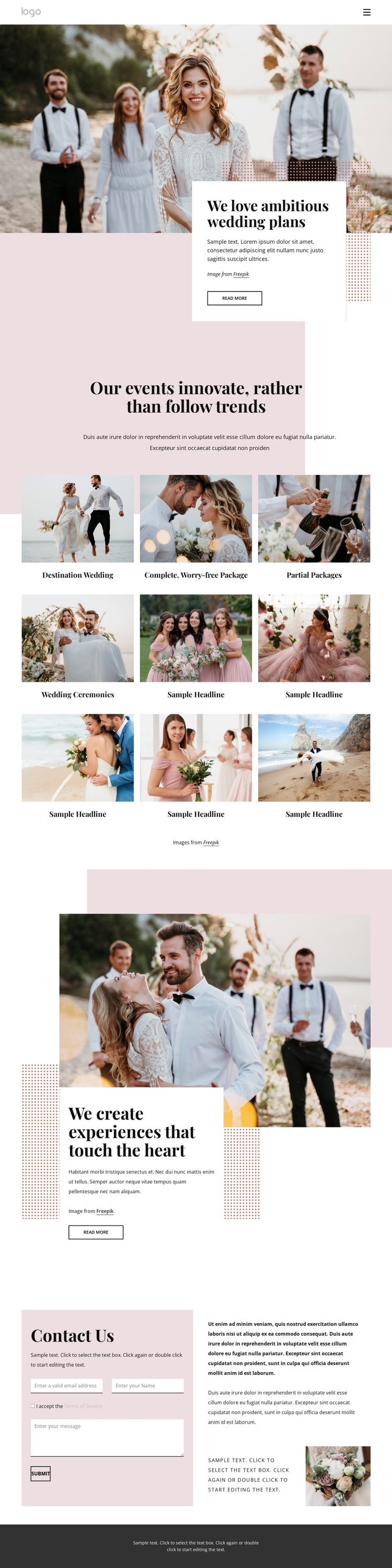 We love ambitious wedding plans Homepage Design