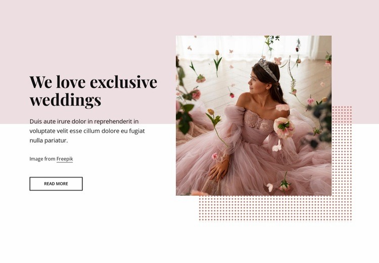 Szeretjük az exkluzív esküvőket Html Weboldal készítő