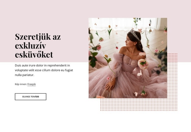 Szeretjük az exkluzív esküvőket HTML Sablon