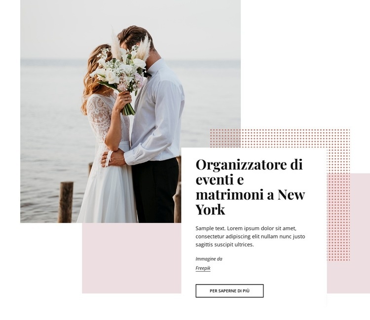 Organizzatori di eventi e matrimoni a New York Mockup del sito web