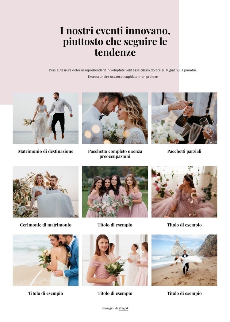 Realizziamo matrimoni su misura Mockup del sito web