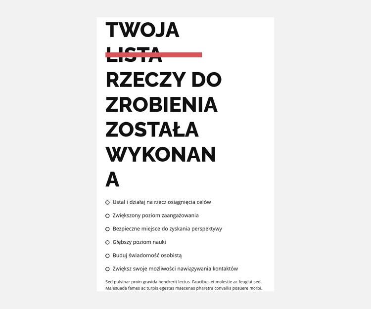 Lista rzeczy do zrobienia Szablony do tworzenia witryn internetowych