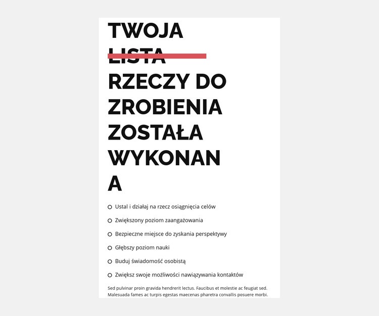 Lista rzeczy do zrobienia Kreator witryn internetowych HTML