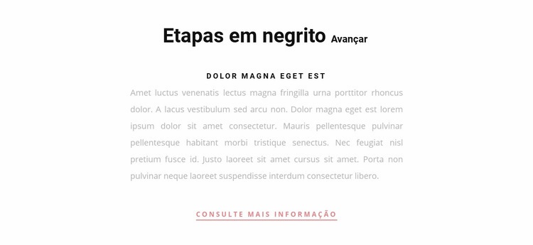 Texto de dois títulos e um botão Modelos de construtor de sites