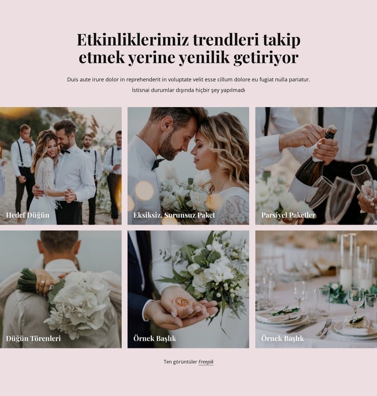 Etkinliklerimiz düğünlere yenilik katıyor Web Sitesi Mockup'ı