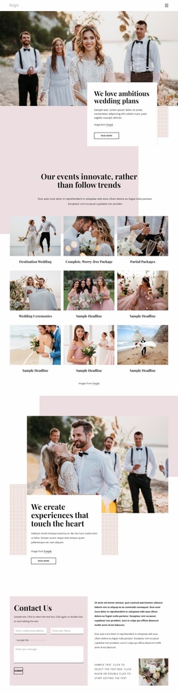 We Love Ambitious Wedding Plans - Customizable Professional Landing Page