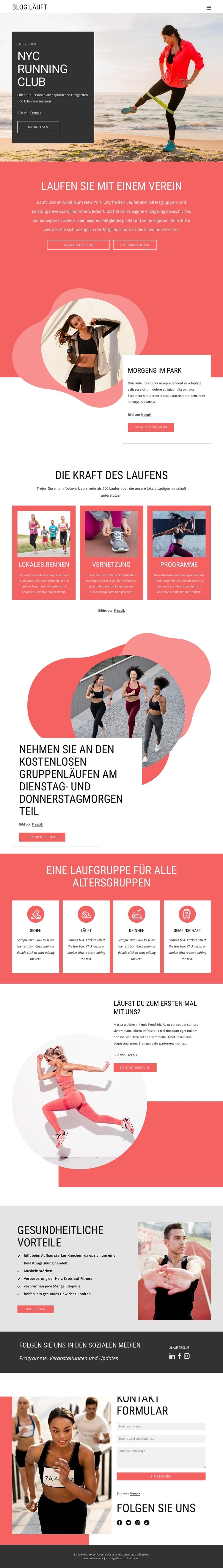 New Yorker Laufclub Website Builder-Vorlagen