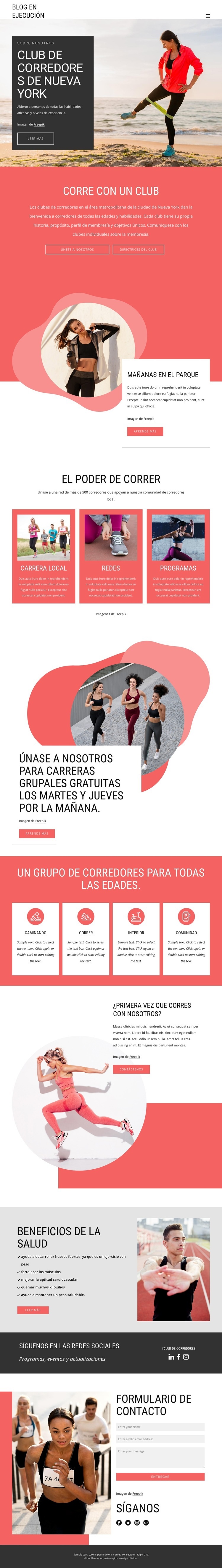 Club de corredores de Nueva York Diseño de páginas web