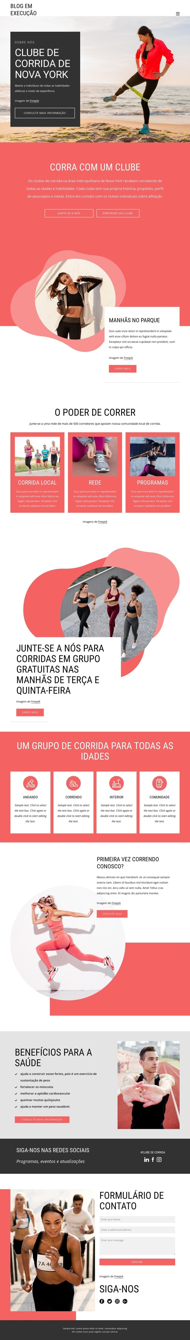 Clube de corrida de Nova York Modelo de uma página