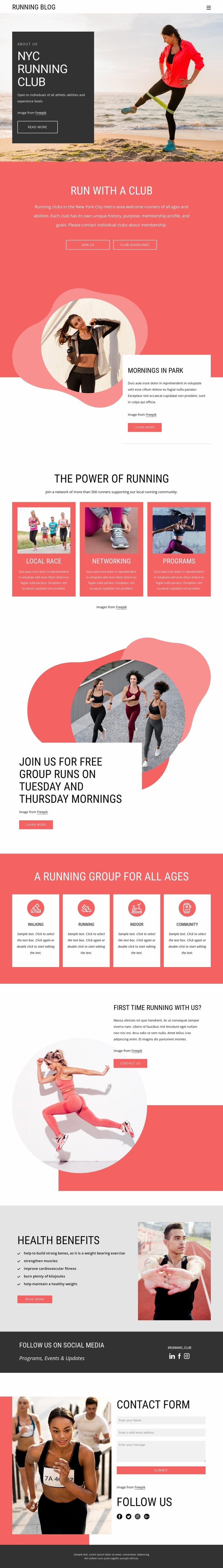 NYC running club Squarespace Template Alternative