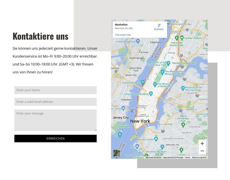 Kontaktieren Sie uns Block mit Formen Eine Seitenvorlage