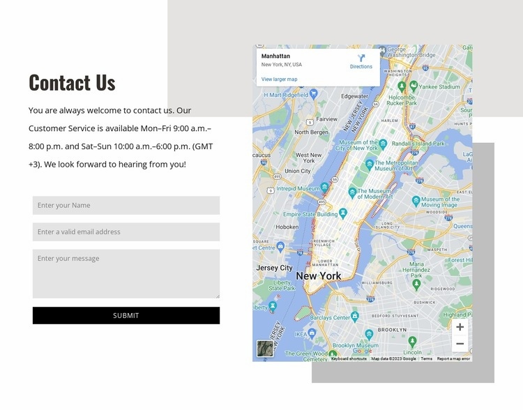 Contact us block with shapes Elementor Template Alternative