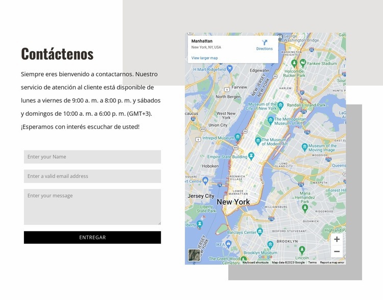 Contáctanos bloque con formas Creador de sitios web HTML