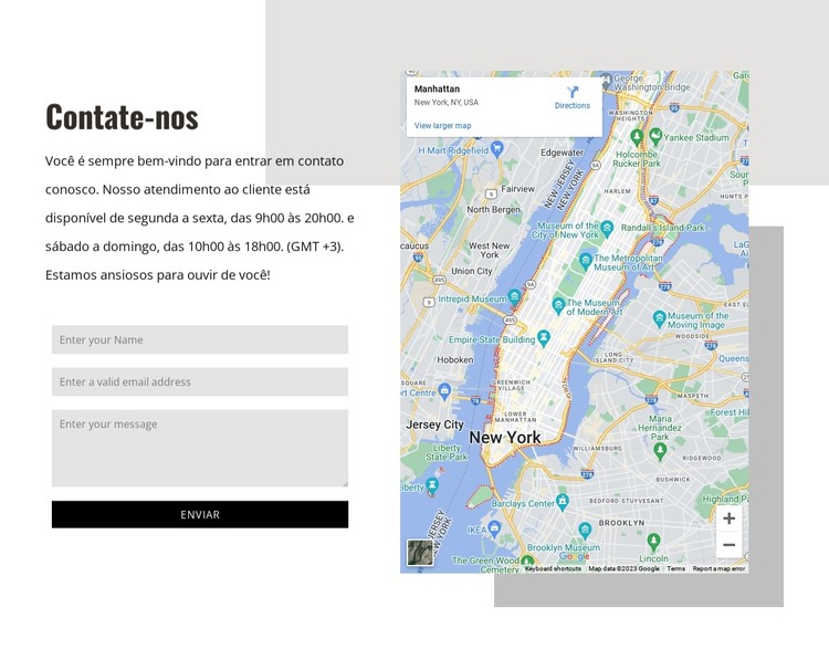 Contate-nos bloco com formas Modelo HTML