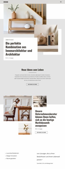 Kombination Aus Interieur Und Design - Persönliche Website-Vorlage