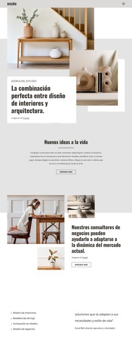Combinación De Interior Y Diseño.: Página De Destino Moderna