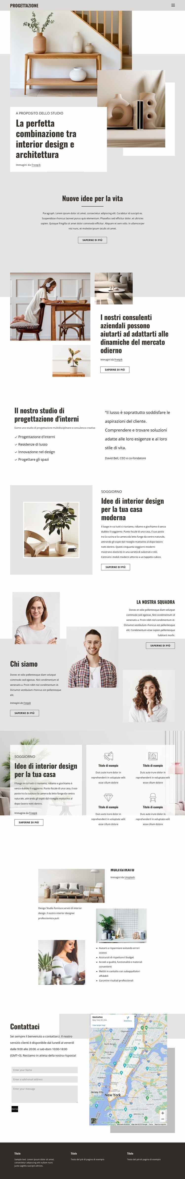 Combinazione di interni e design Mockup del sito web