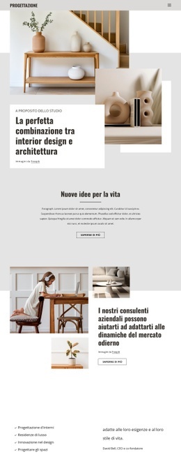 Combinazione Di Interni E Design: Modello Di Una Pagina Per Qualsiasi Dispositivo