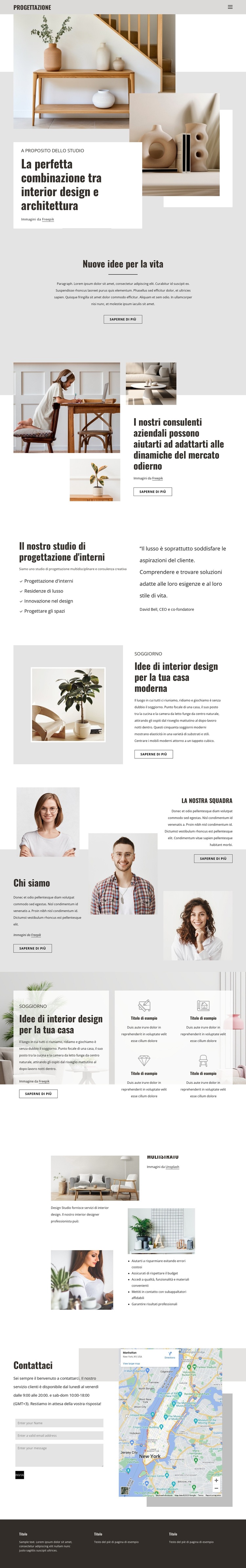Combinazione di interni e design Modello di sito Web