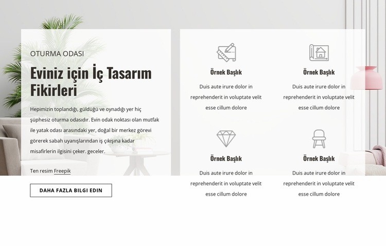 Kaliteli mekanlar tasarlamak Web Sitesi Mockup'ı