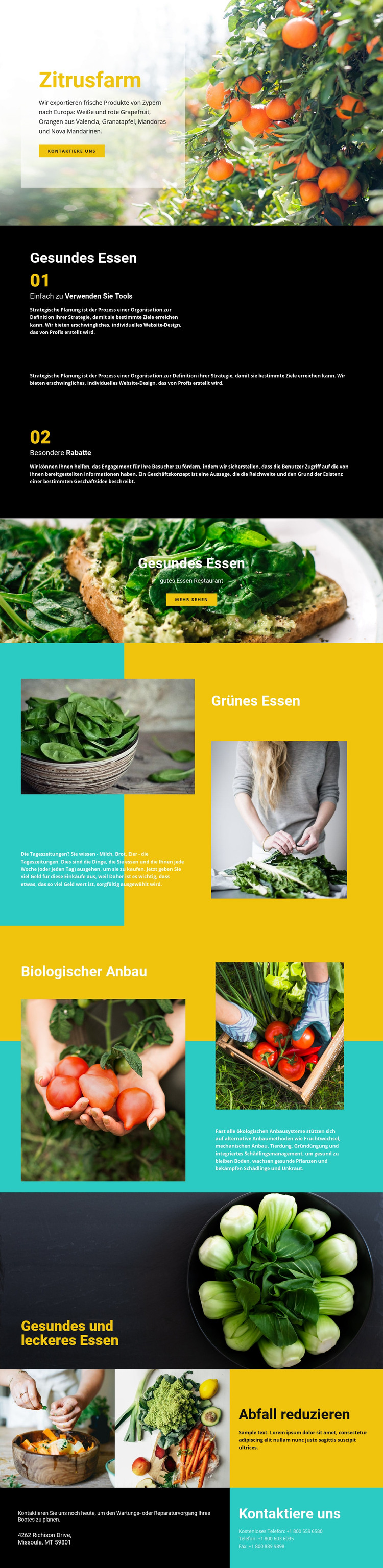 Gesunde und frische Lebensmittel HTML-Vorlage