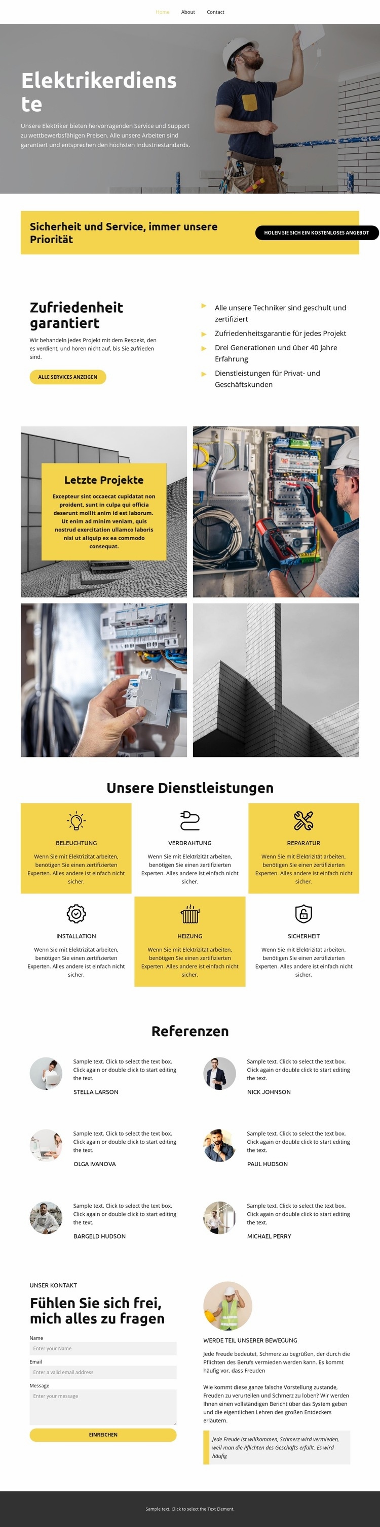 Elektrikerdienste Website Builder-Vorlagen