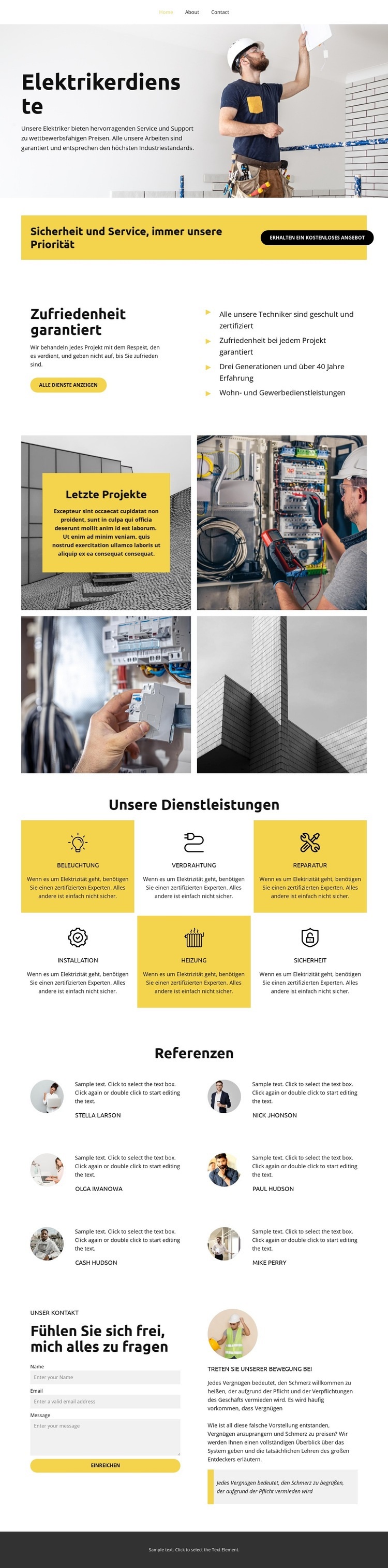 Elektrikerdienste Landing Page