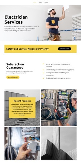 Electrician Services Elementor Template Alternative