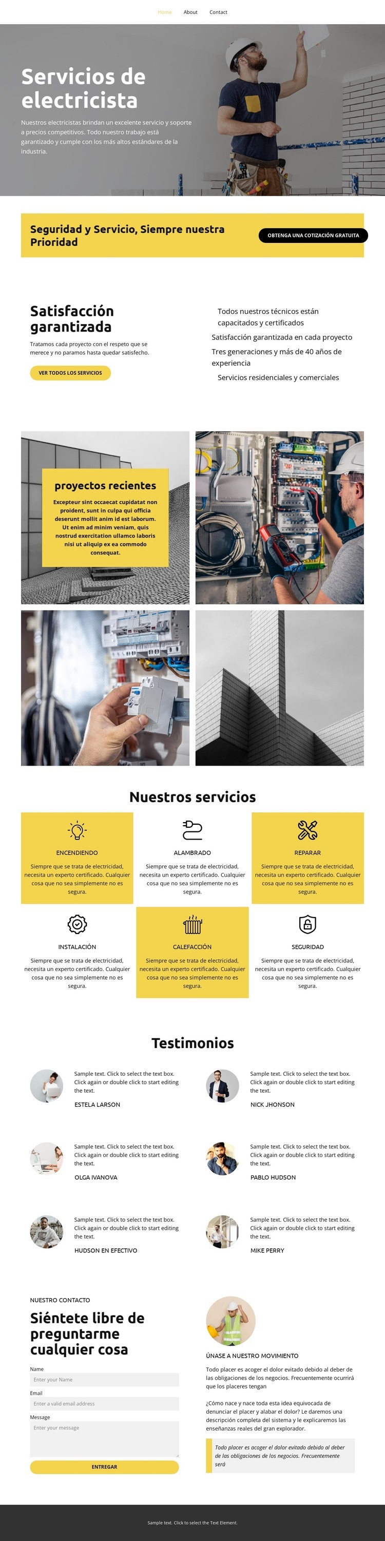 Servicios de electricista Diseño de páginas web