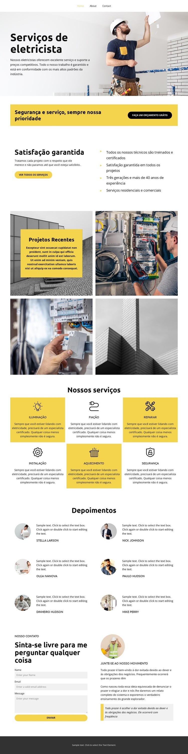 Serviços de eletricista Construtor de sites HTML