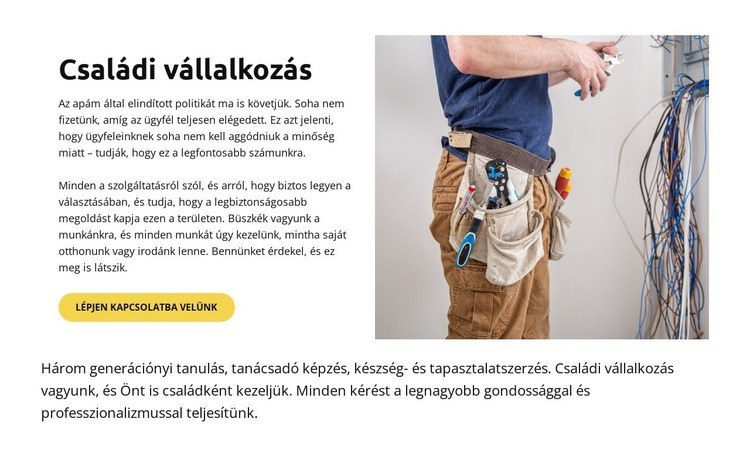 Lakossági és kereskedelmi szolgáltatások Weboldal sablon