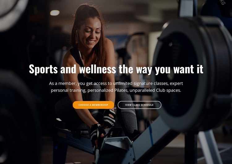 Welcome to sports and wellness center Website Mockup