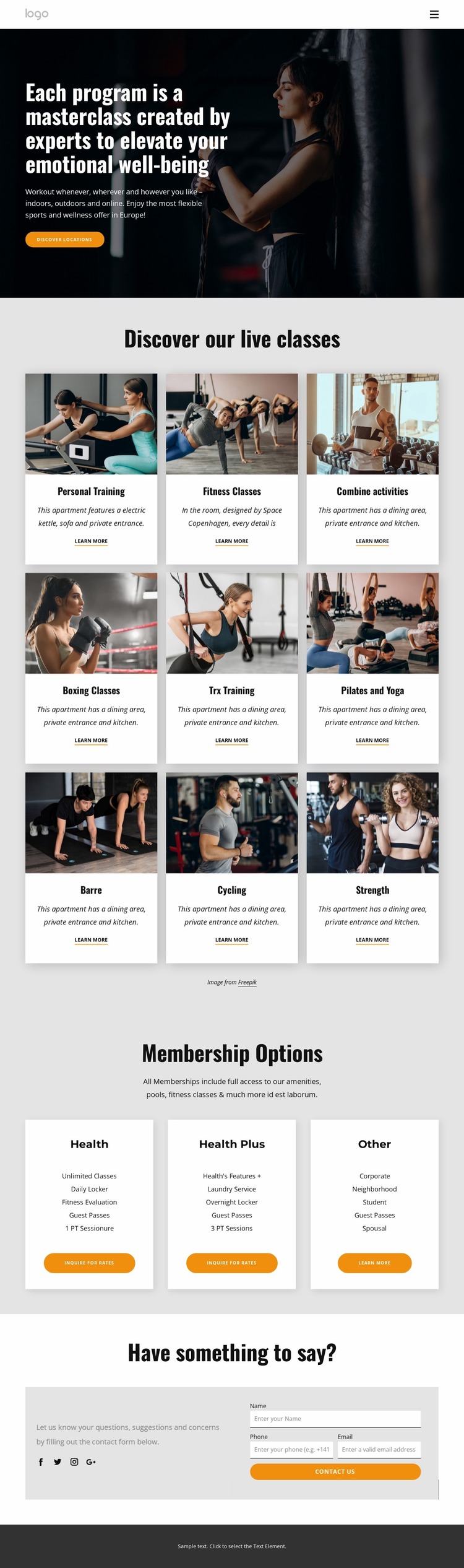 A results-driven trainings Website Mockup