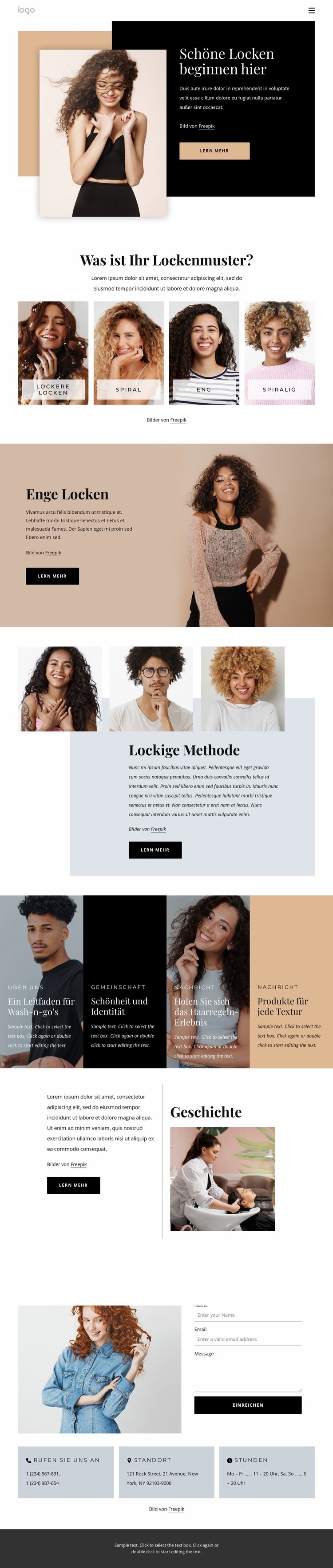 Holen Sie das Beste aus Ihren Locken heraus HTML Website Builder