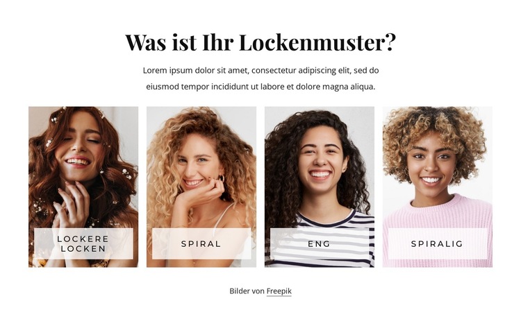 Lockenhaarmuster Website-Vorlage