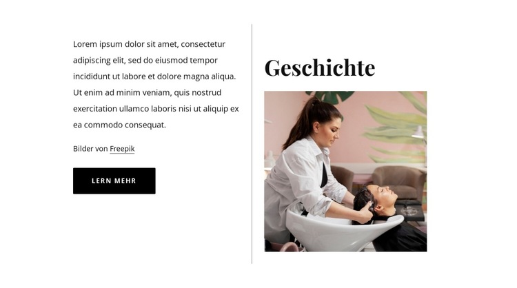 Geschichte des Schönheitssalons Website-Vorlage