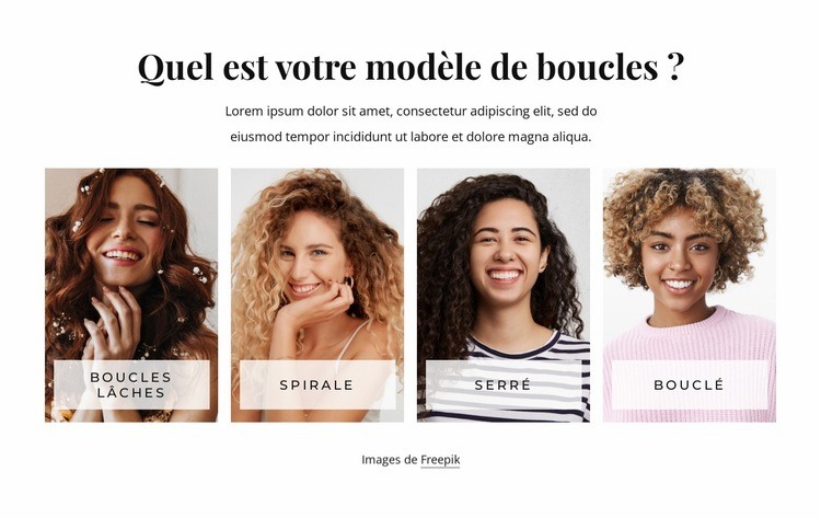 Modèle de cheveux bouclés Conception de site Web