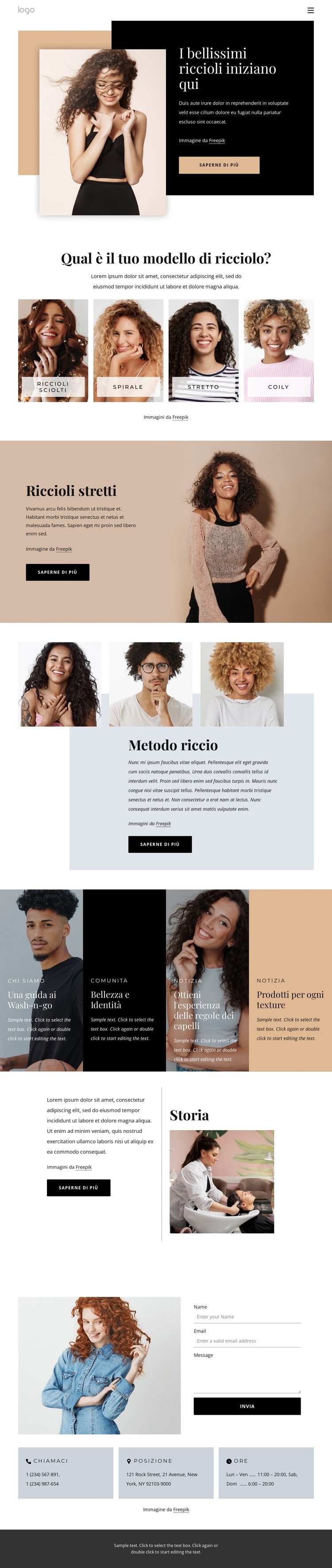 Tira fuori il meglio dai tuoi ricci Mockup del sito web