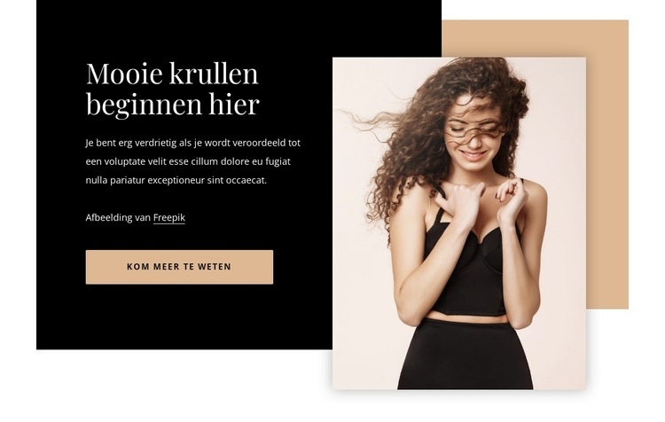 Mooie krullen beginnen hier Website mockup