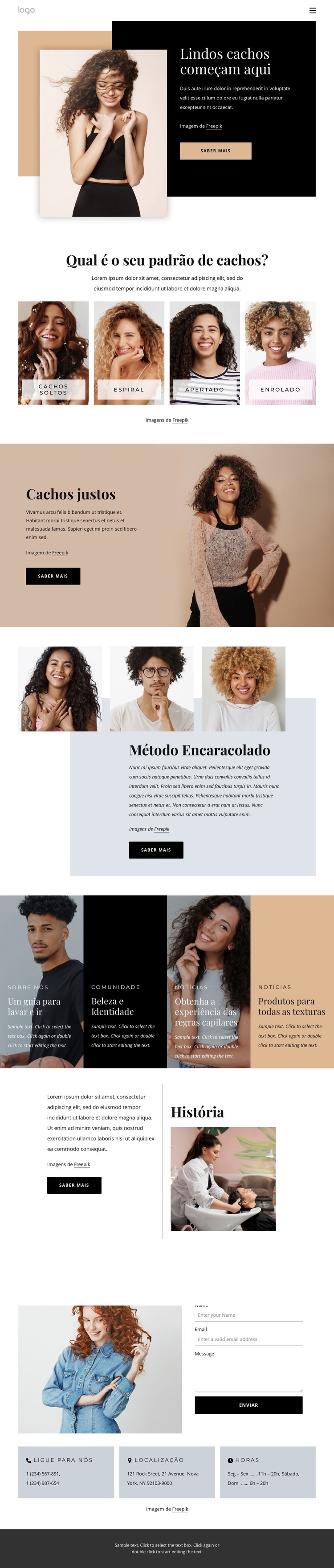 Destaque o que há de melhor em seus cachos Design do site