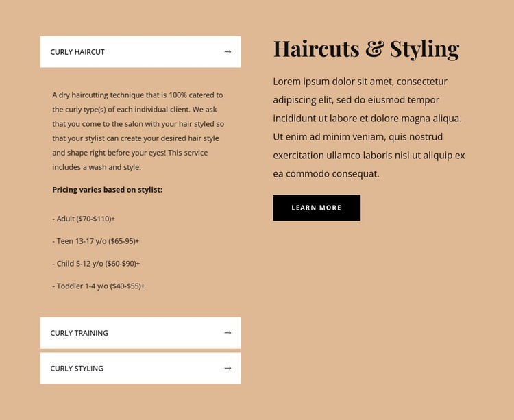 Haircuts and styling CSS Template