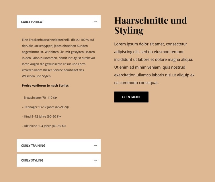 Haarschnitte und Styling Vorlage