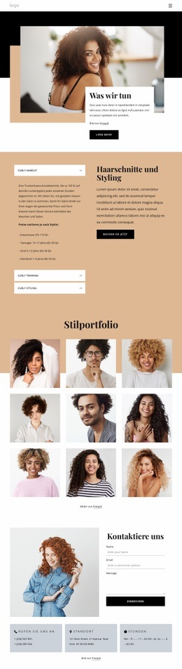 Website-Designer Für Lokale Spezialisten Für Lockiges Haar