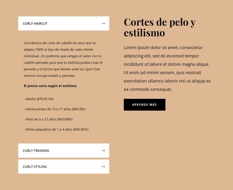 Cortes de pelo y estilismo Creador de sitios web HTML