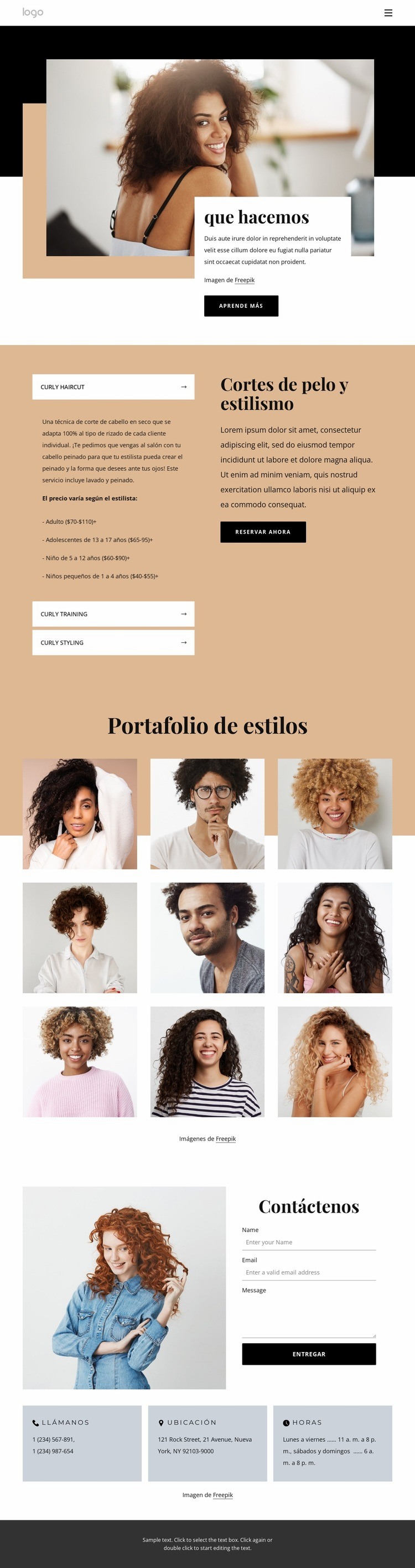 Especialistas locales en cabello rizado Plantillas de creación de sitios web