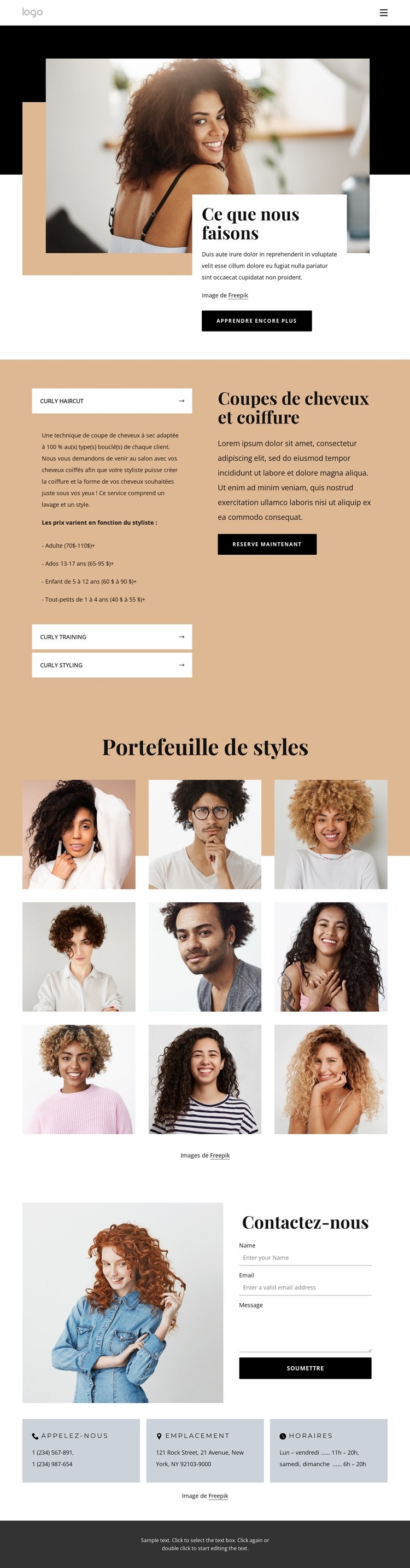 Spécialistes locaux des cheveux bouclés Créateur de site Web HTML